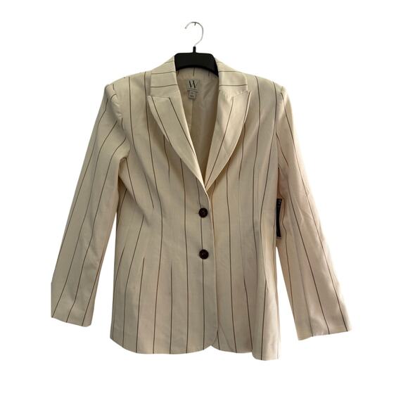 NWT Worthington Ivory Brown Striped 2-Button Blazer Jacket Women's Size 8 - Picture 2 of 5